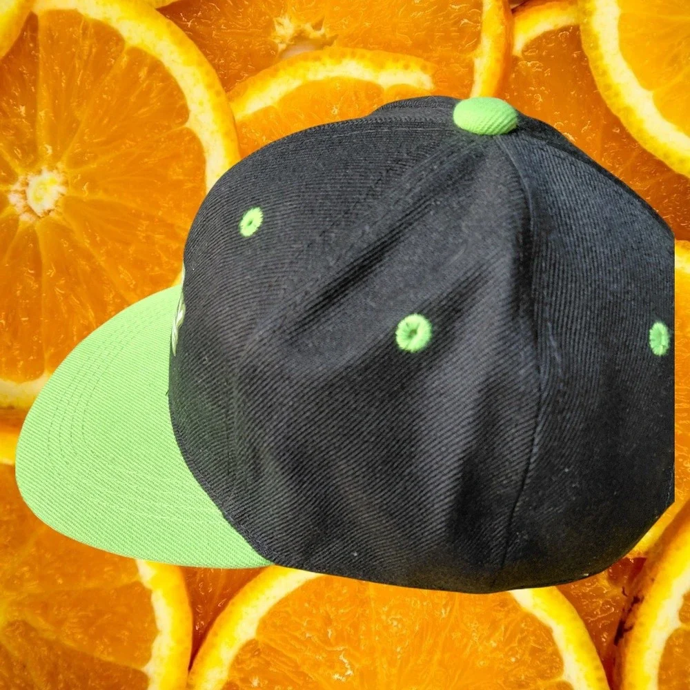 Jelly Time Kids Black Neon Green Snapback Baseball‎ Cap Hat